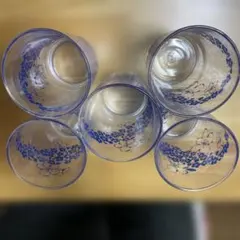 花柄透明プラスチックグラス5個セット