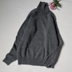 BEAMS タートルネックニット ウール M 濃グレー