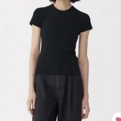mujilabo 強撚コットンニット半袖Ｔシャツ 婦人Ｍ・黒のサムネイル