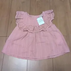 未使用タグ付き　プティマイン　ピンク　フリル　チュニック 90cm　レース