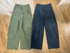 UNIQLO ジャージーバレルレッグパンツ　カーキ　ネイビー　セット