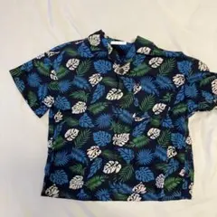 GU 半袖シャツ ボタニカル柄 ネイビー 110