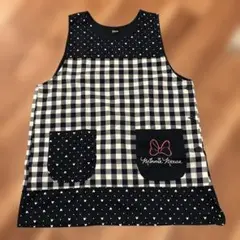 ミニーマウス　エプロン　保育士　ネイビー　M-L美品