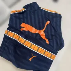 【出品4/7まで】PUMA ネイビー/オレンジ ストライプジャージ S/M