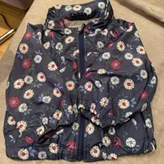 BREEZEブリーズ　花柄ネイビー ジャケット 80サイズ フード付(収納可)
