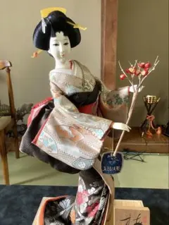 博多人形 ガラスケース付 美人像 日本人形 和風置物 伝統工芸 和室