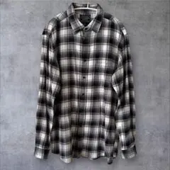 ピ*ロ様 2016AW ユニクロ ヘビーフランネルシャツ XL モノトーン×ブル