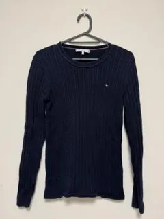 Tommy Hilfiger ネイビー リブ編みセーター 長袖