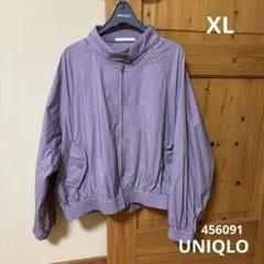 ユニクロ　コットンショートブルゾン　XLパープル