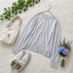 ユニクロ ꕤ UVカットクルーネックカーディガン グレー 大きいサイズ シンプル