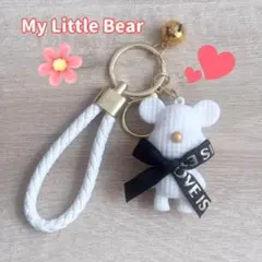 くま キーホルダー キーリング バッグチャーム ホワイト 白 鈴付き