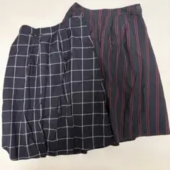AS KNOW AS チェック＆ストライプ スカート 2枚セット フリーサイズ