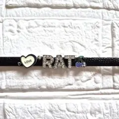 LOVE RAT ブレスレット 黒皮ベルトラインストーンイニシャル