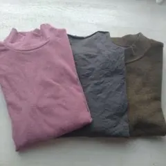 冬処分!!新品美品☆ハイネックカットソー３点セット 長袖