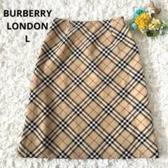 【美品★バーバリーロンドン】ノバチェックスカート　膝丈　台形　L 高級感