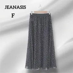 ジーナシス　フレアロングスカート　 ドット柄 シフォン 　ブラック　F