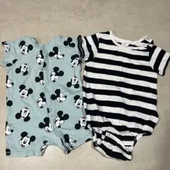 ミッキーマウス柄ロンパース2点セット