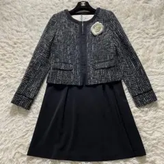 授乳フォーマルスーツ セットアップ アンタイトル M～L 黒 ブラック ツイード