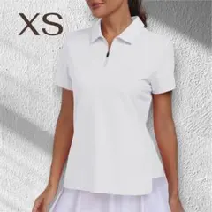 ホワイトポロシャツ XSサイズ ジッパー付き　ゴルフ　ランニング　テニス