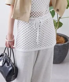 mystic スクエアクロシェミニスカート ホワイト