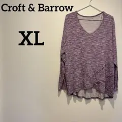 1点もの✨Croft & Barrow 【1XL】パープル Vネック 長袖 春秋