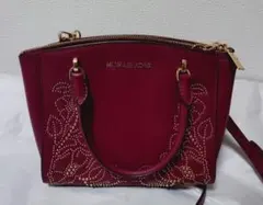 MICHAEL KORS バーガンディ スタッズショルダーバッグ