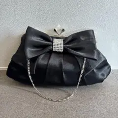 2WAY パーティーバッグ 結婚式 ビジュー クラッチ ショルダー ブラック