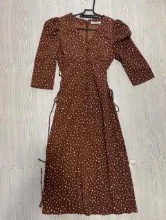 SNIDEL ブラウン ドット柄 ワンピース 0サイズ