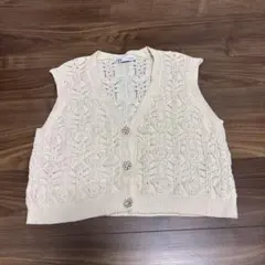 ZARA レース編みニットベスト