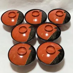 【レトロ】漆塗り 吸物椀 7客セット 蓋付き 和食器 昭和 アンティーク お椀