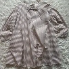 極美品 イエナ 2023 タックスリーブ フレア ブラウス ベージュストライプ