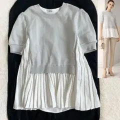23SS アディアム　プリーツ切替ドッキングサマーニット　近年モデル　美品のサムネイル