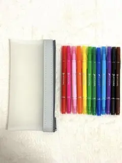 プレイカラーK 12色セット 水性 細字 太字 カラーペン ペンポーチ付き