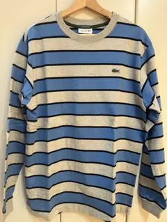 LACOSTE 長袖カットソー 青・グレー ストライプ US M beams