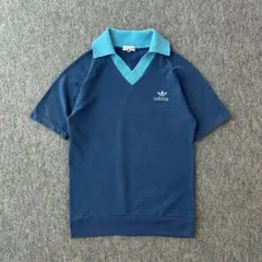 old　adidas　デザインポロシャツ　80ｓ　トレフォイル刺繍　ワンポイント