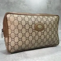 ✨美品✨GUCCI GG クラッチバッグ ブラウン セカンド レザー 金具 ロゴ