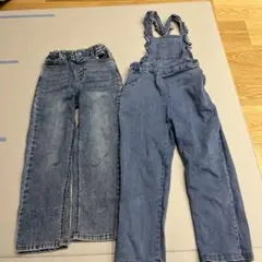 petit main デニムパンツとオーバーオール 120サイズ　2つセット