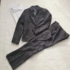 3点セット】レディース パンツスーツ & 白シャツ M 黒 通勤 就活 冠婚葬祭