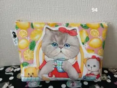 コヤンイサムチョン　フラットポーチ　20㎝ファスナー ルミちゃん コヤンイサムチョン ルミちゃん20cmファスナーフラットポーチいちご柄
