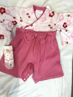 花柄着物風ロンパース　靴下つき