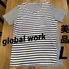 ストライプTシャツ　ホワイト✖️ネイビーＬ　美品