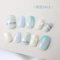 【現品SALE】春空ブルーのキラキラボーダーのサムネイル