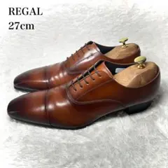 未使用級■REGAL【27】ストレートチップ ビジネス 本革 内羽根 10LRのサムネイル
