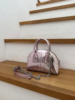 【ZARA】メタリックピンク ショルダーバッグ