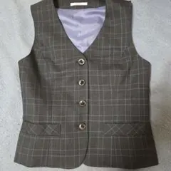 事務服　グレー系チェック ベスト 7号