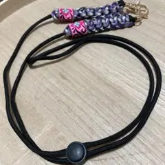 ハンドメイド　ストラップ　ネックストラップ　ショルダーストラップ　紫&シルバー