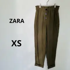 ZARA ザラ ハイウエストパンツ カーキ きれいめ カジュアル テーパード