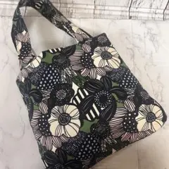 花柄トートバッグ 巾着セット 北欧風 ボタニカル 綿生地 ハンドメイド