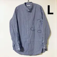 ユニクロ ＋Ｊ　スーピマコットンオーバーサイズスタンドカラーシャツ L 雲柄