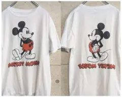 ミッキーマウス Disney Tシャツ 白　両面　白足